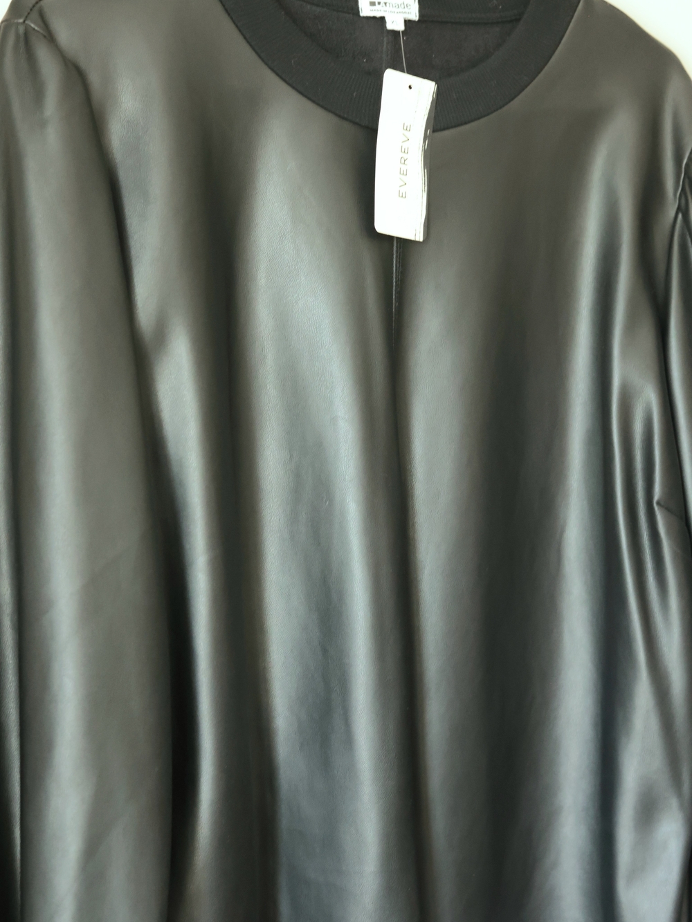 Evereve Black Faux Leather Top Large NWT - Picture 4 of 9
